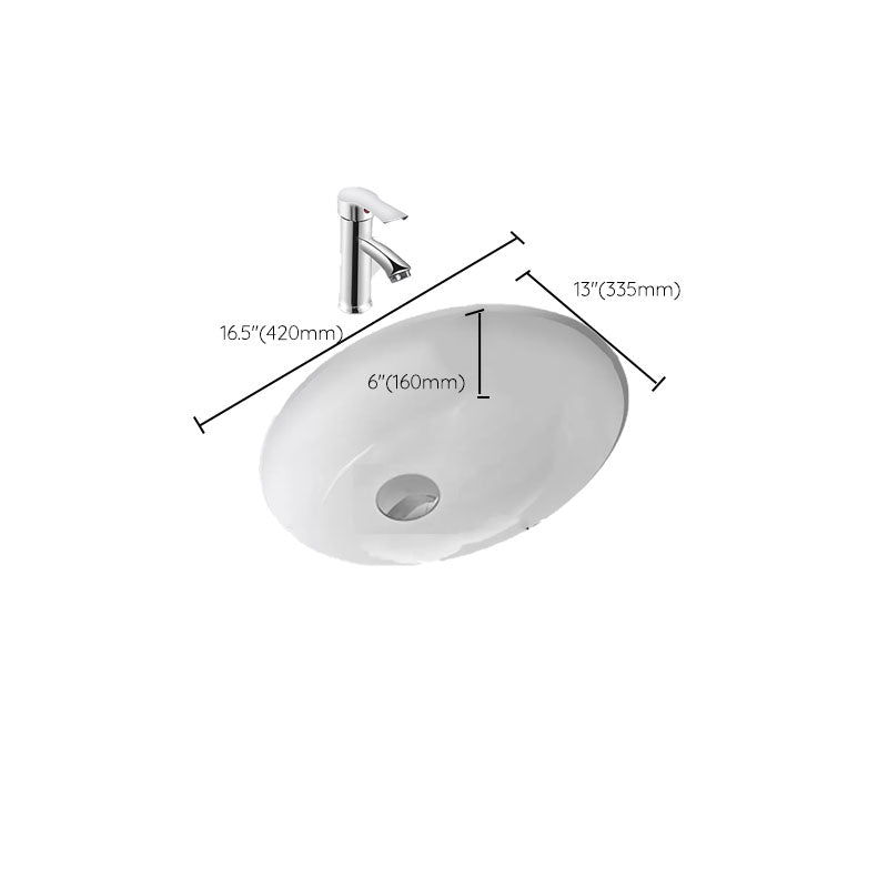 Bathroom Sink Ceramic White Round Anti-spill Sink with Faucet