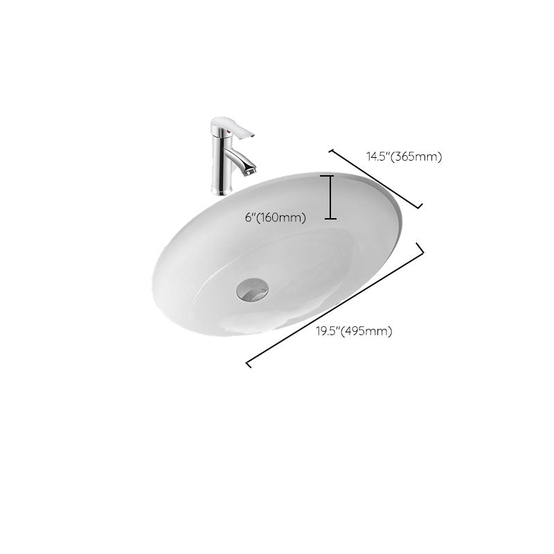Bathroom Sink Ceramic White Round Anti-spill Sink with Faucet