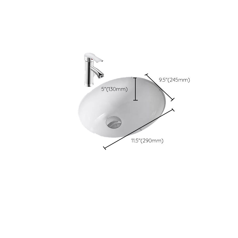 Bathroom Sink Ceramic White Round Anti-spill Sink with Faucet