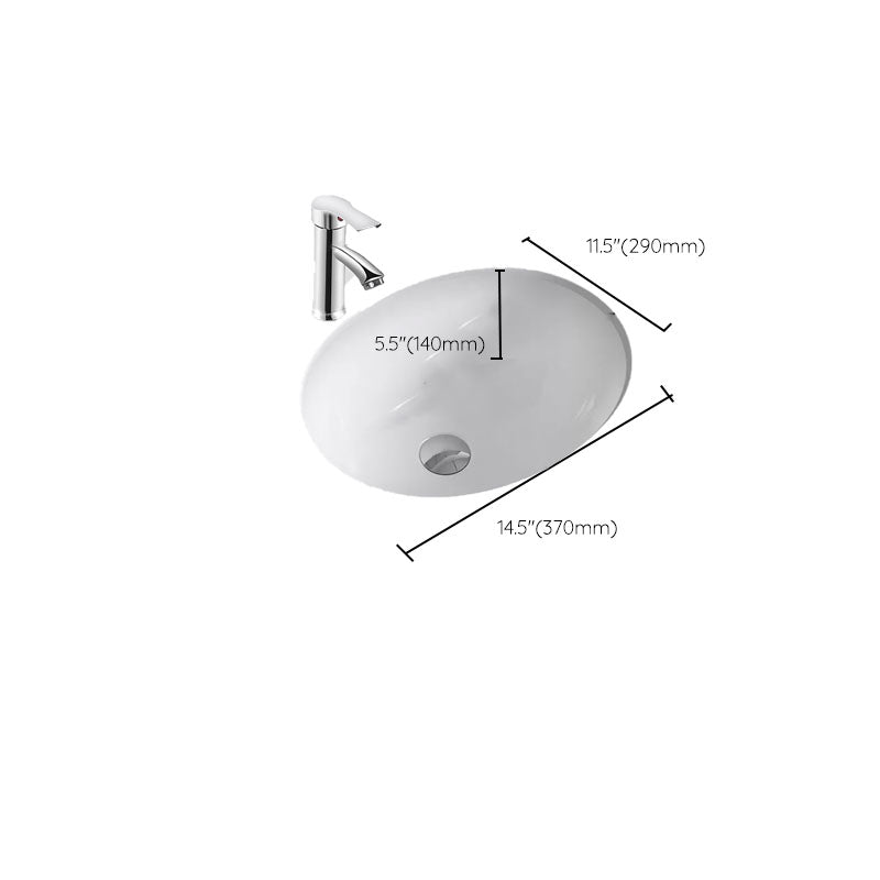 Bathroom Sink Ceramic White Round Anti-spill Sink with Faucet
