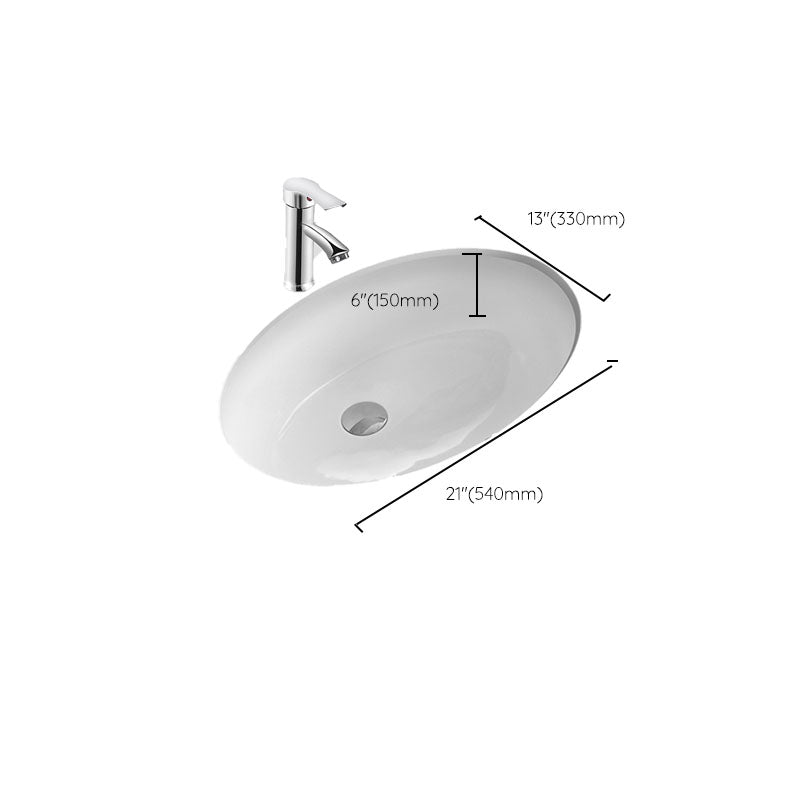 Bathroom Sink Ceramic White Round Anti-spill Sink with Faucet