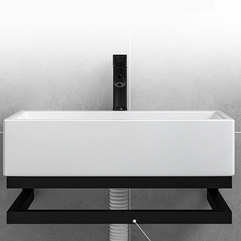 Bathroom Sink Ceramic White Wall-mounted Rod Handle Faucet Sink