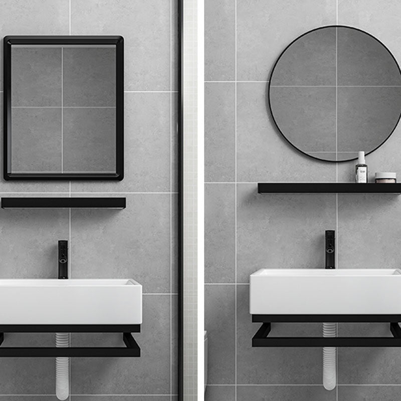 Bathroom Sink Ceramic White Wall-mounted Rod Handle Faucet Sink