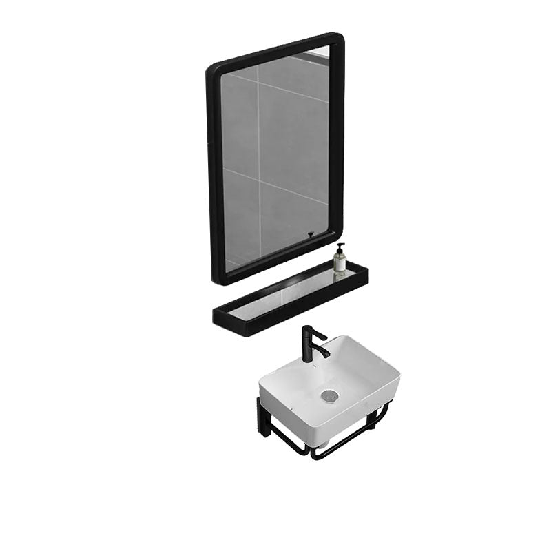 Bathroom Sink Ceramic White Wall-mounted Rod Handle Faucet Sink