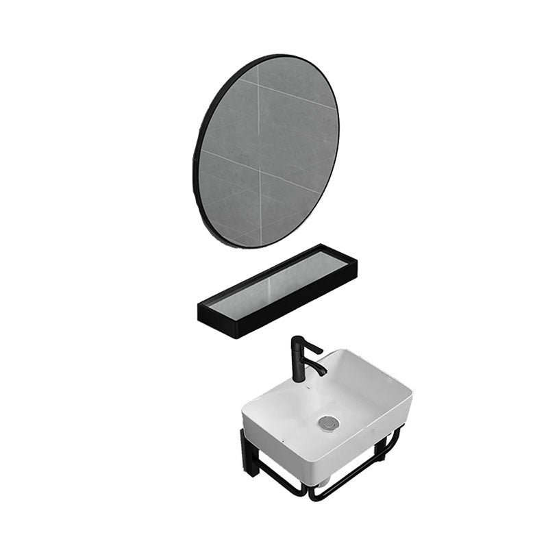 Bathroom Sink Ceramic White Wall-mounted Rod Handle Faucet Sink