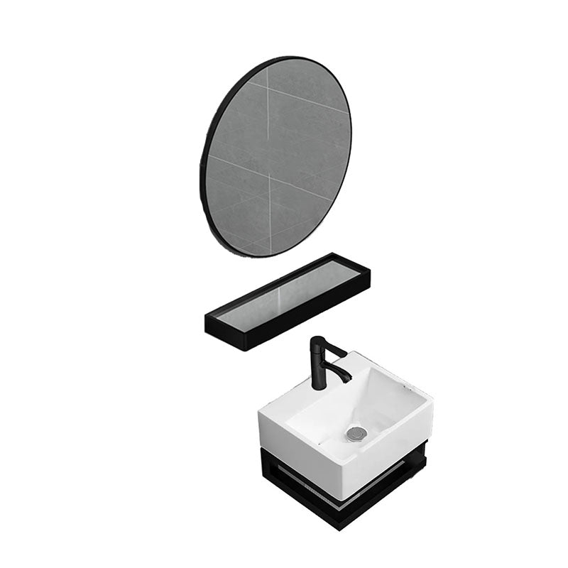 Bathroom Sink Ceramic White Wall-mounted Rod Handle Faucet Sink