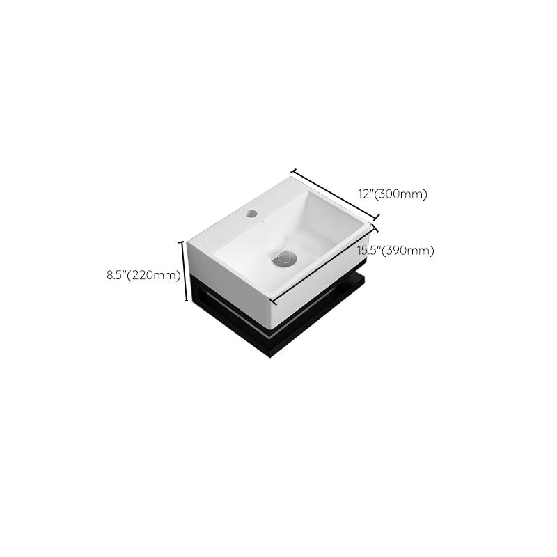 Bathroom Sink Ceramic White Wall-mounted Rod Handle Faucet Sink