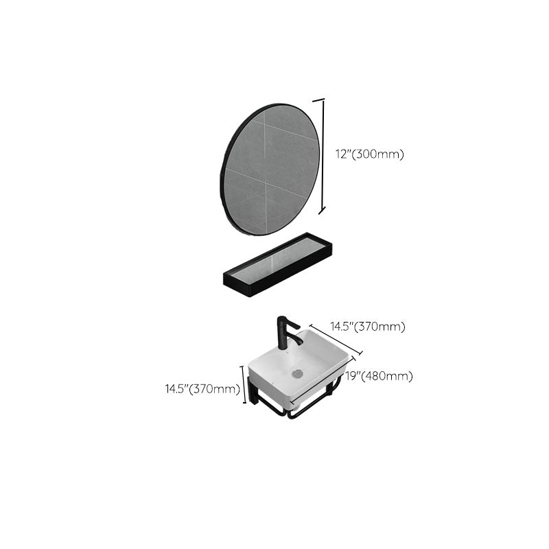 Bathroom Sink Ceramic White Wall-mounted Rod Handle Faucet Sink