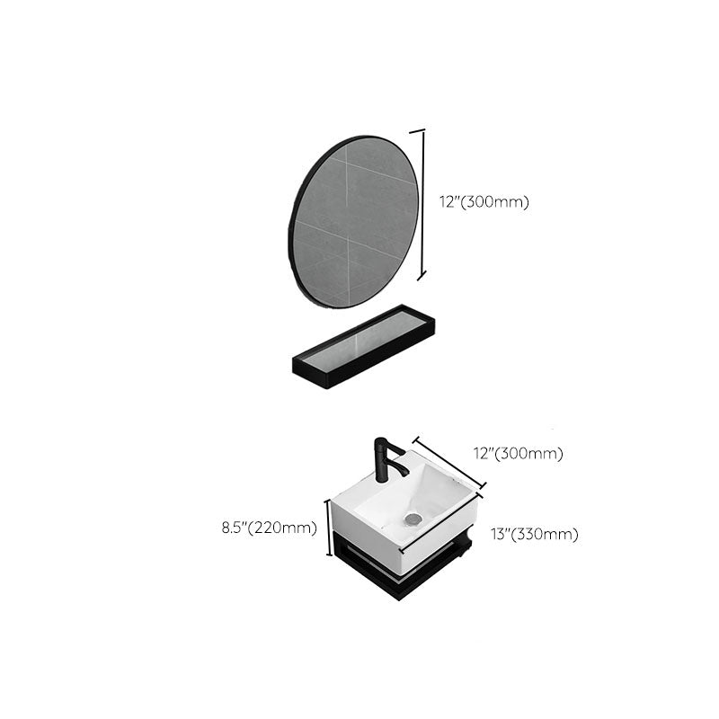 Bathroom Sink Ceramic White Wall-mounted Rod Handle Faucet Sink