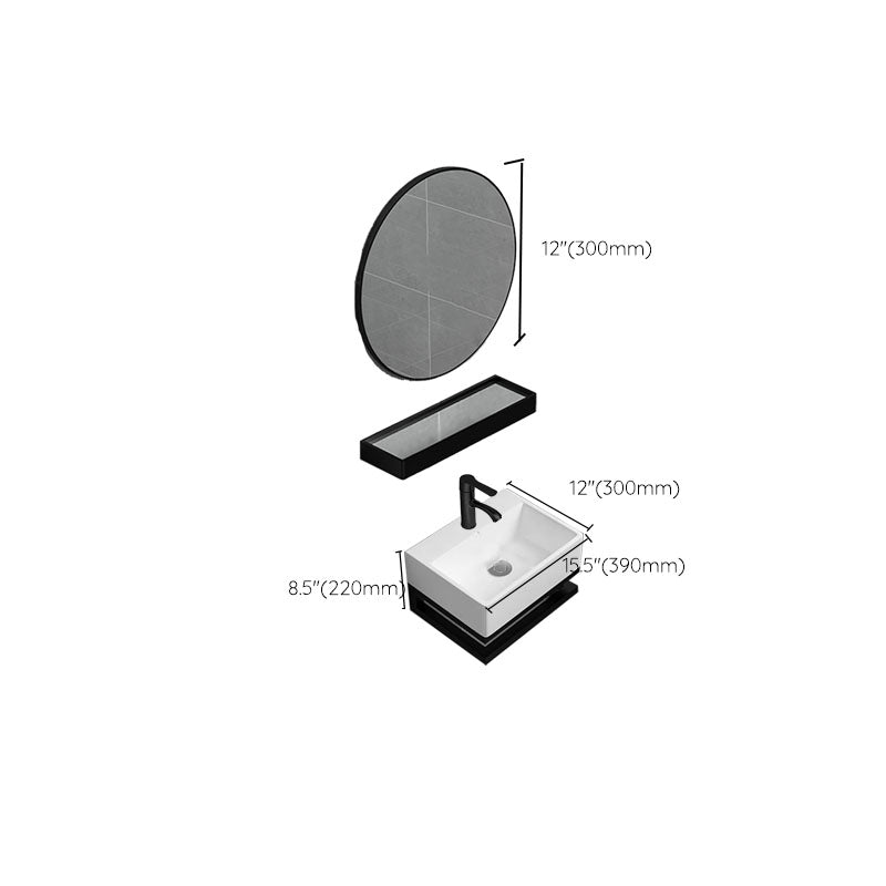 Bathroom Sink Ceramic White Wall-mounted Rod Handle Faucet Sink