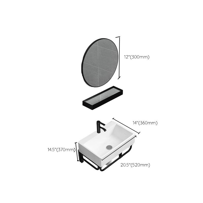 Bathroom Sink Ceramic White Wall-mounted Rod Handle Faucet Sink