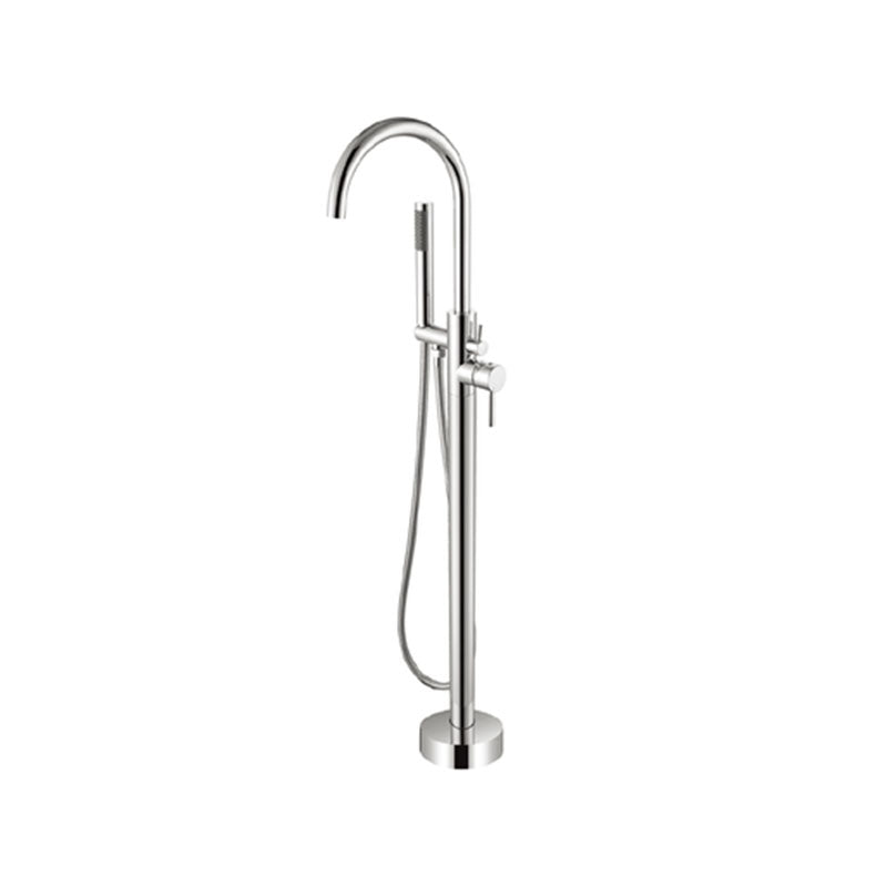 Brass Freestanding Tub Filler with Hose Floor Mounted Bathroom Faucet
