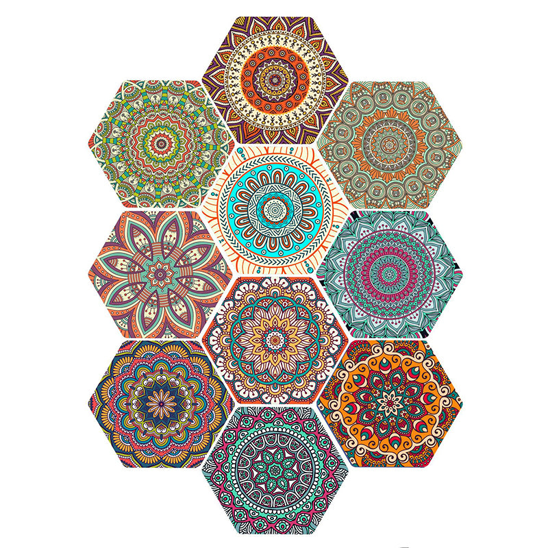 Plastic Mosaic Tile Wallpaper Hexagonal Peel and Stick Backsplash Wall Tile
