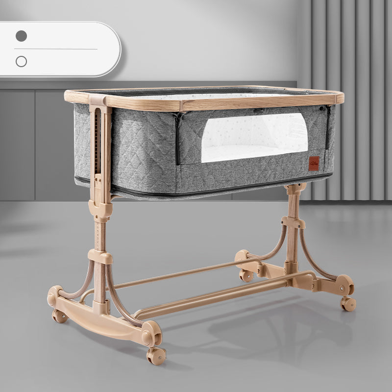 Contemporary Adjustable Crib Cradle Metal Bedside Bassinet With Canopy