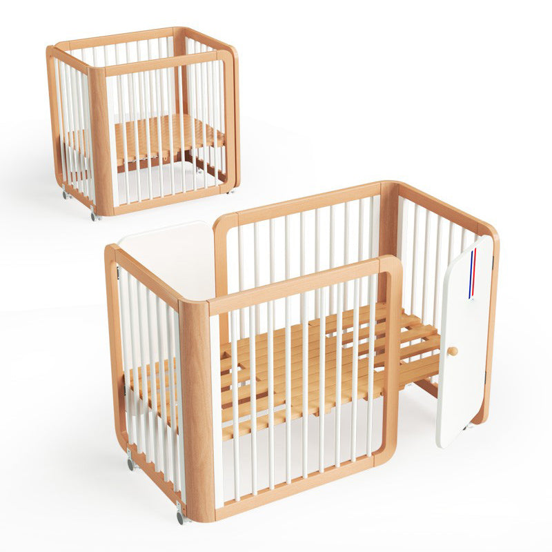 4-in-1 Folding Crib Nordic Mini Baby Crib With Mattress & Casters