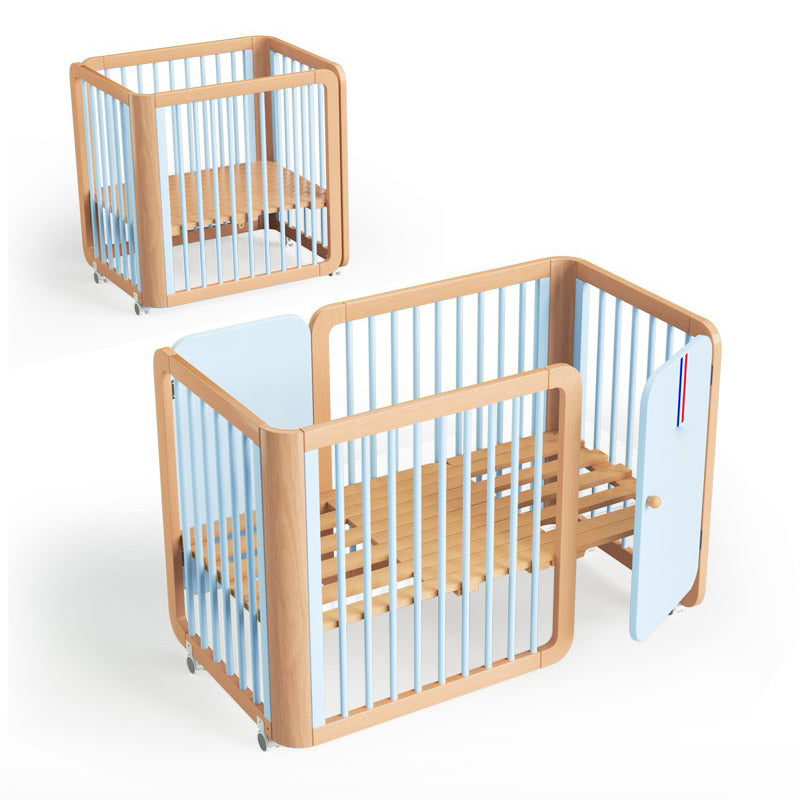 4-in-1 Folding Crib Nordic Mini Baby Crib With Mattress & Casters