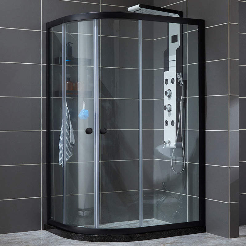 Frame Shower Bath Door Black Transparent Double Sliding Shower Doors