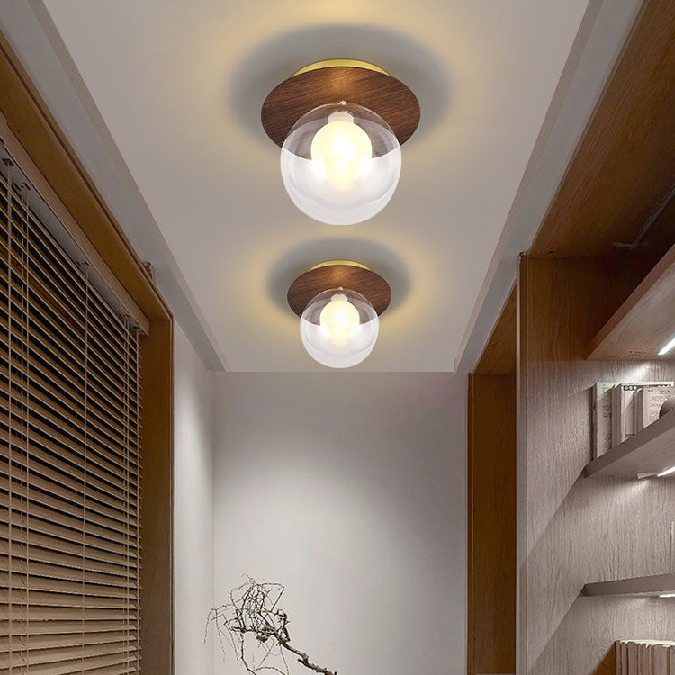 Modern Metal Flush Mount Ball Shape Ceiling Light with Glass Shade for Living Room