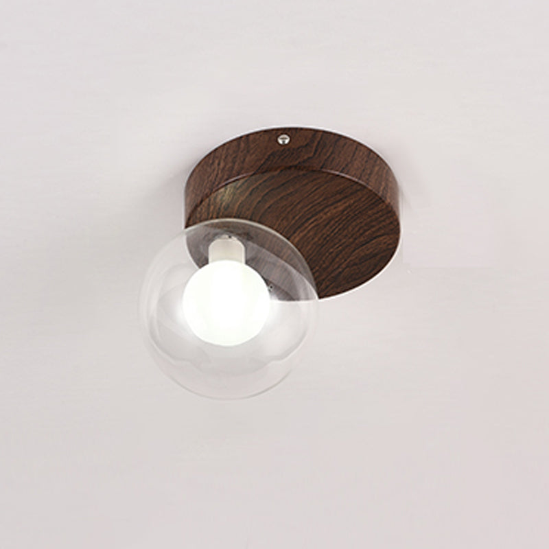 Modern Metal Flush Mount Ball Shape Ceiling Light with Glass Shade for Living Room