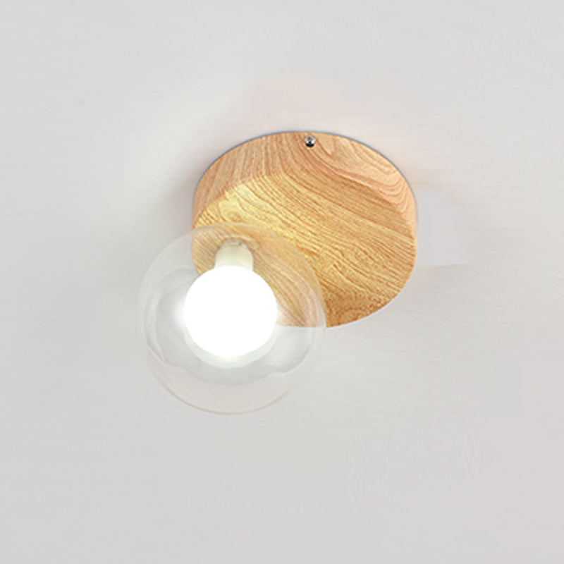 Modern Metal Flush Mount Ball Shape Ceiling Light with Glass Shade for Living Room