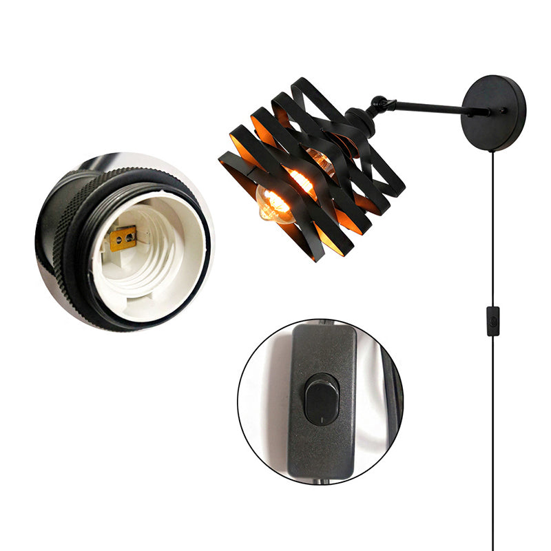 Black Modern Wall Sconce Triangle Shape Wall Light with Metal Shade for Bedroom