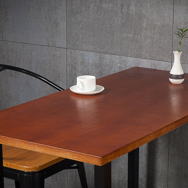 Fixed Industrial Dinette Set 1/3 Pcs Brown Solid Wood Furniture for Home