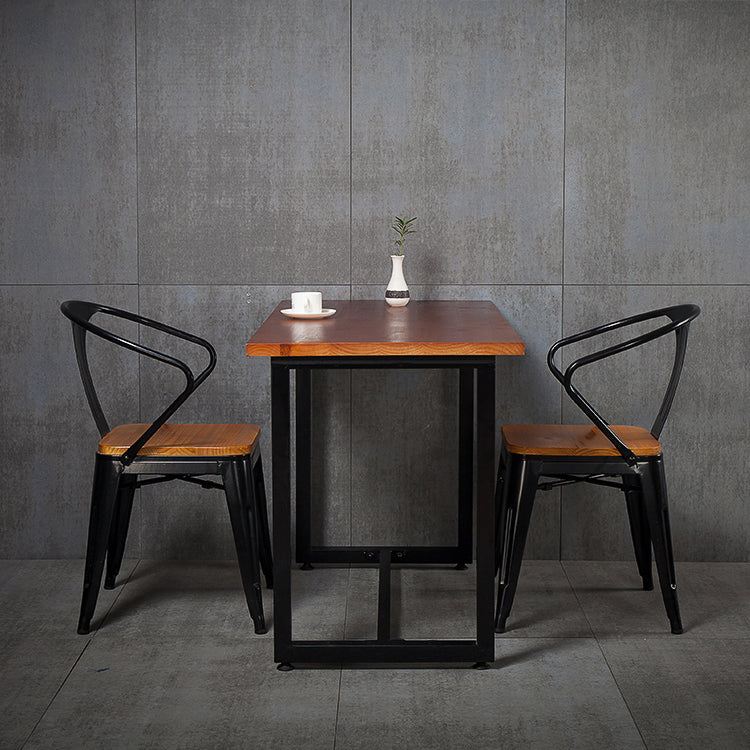 Fixed Industrial Dinette Set 1/3 Pcs Brown Solid Wood Furniture for Home