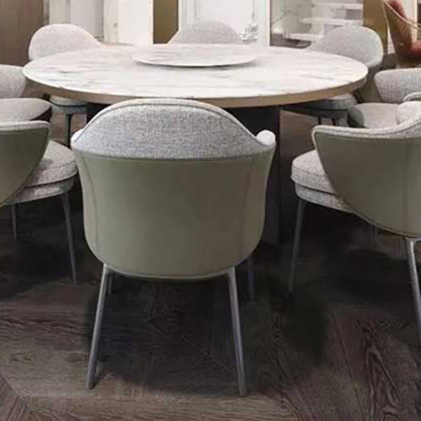 Fabric Arm Chair Nordic Style Parsons Dining Chairs with Black Legs