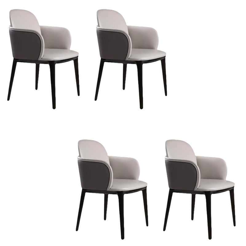 Faux Leather Arm Chair Nordic Style Parsons Chairs with Black Legs