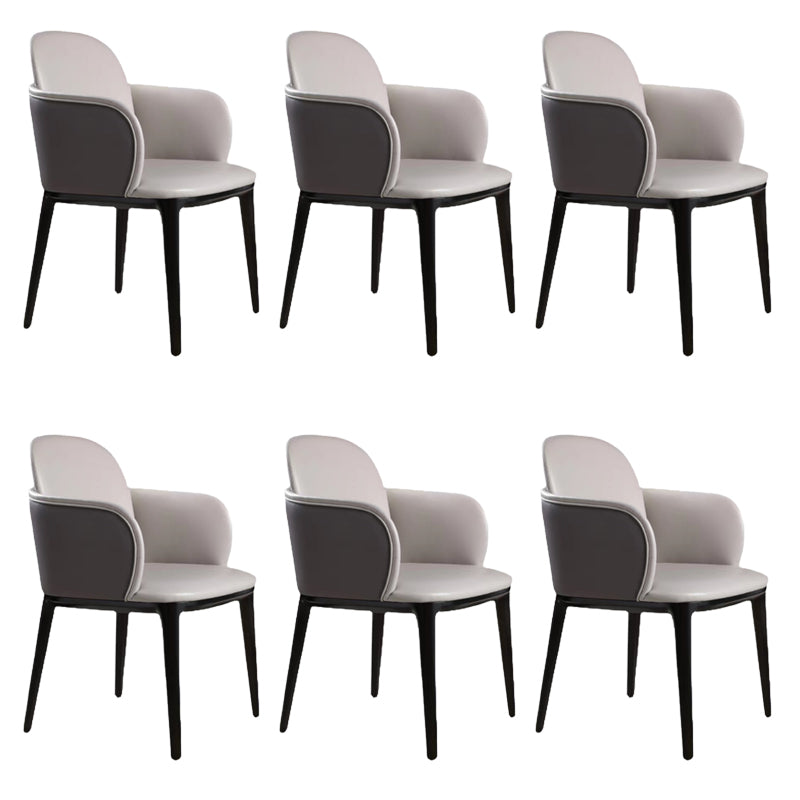 Faux Leather Arm Chair Nordic Style Parsons Chairs with Black Legs