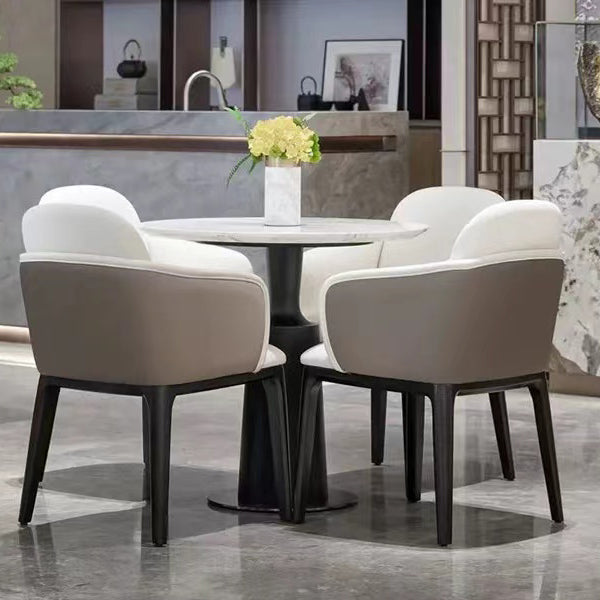 Faux Leather Arm Chair Nordic Style Parsons Chairs with Black Legs