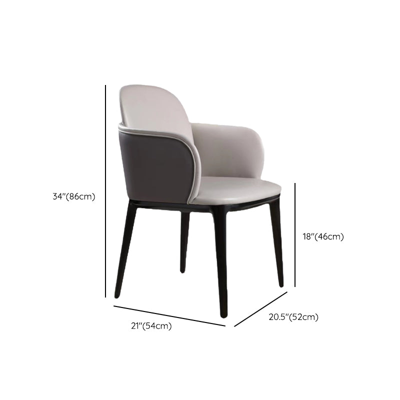 Faux Leather Arm Chair Nordic Style Parsons Chairs with Black Legs
