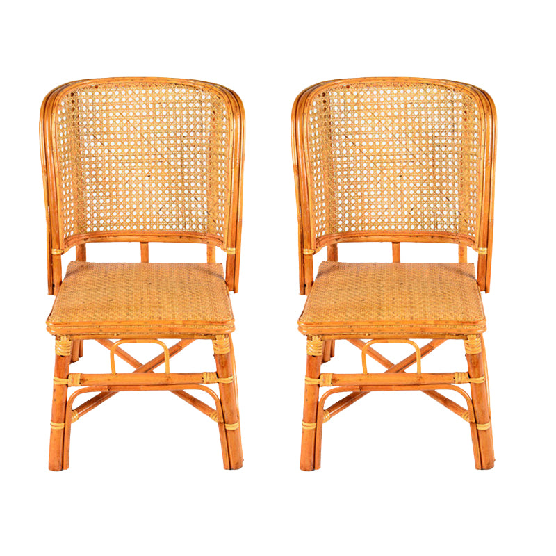 Contemporary Armless Wicker Chair Home Cane Back Dining Chair