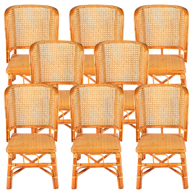 Contemporary Armless Wicker Chair Home Cane Back Dining Chair