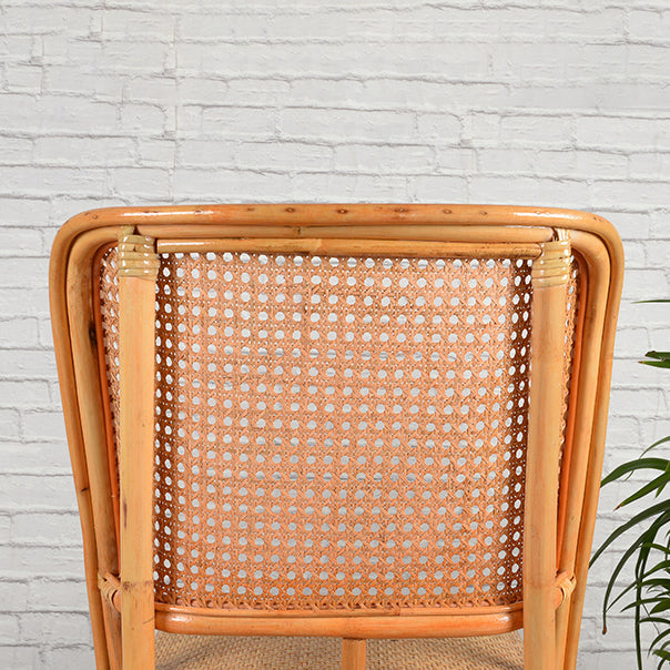 Contemporary Armless Wicker Chair Home Cane Back Dining Chair