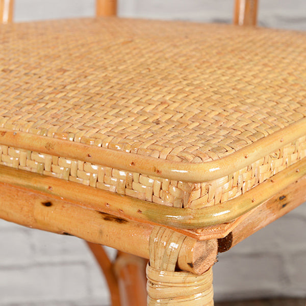 Contemporary Armless Wicker Chair Home Cane Back Dining Chair