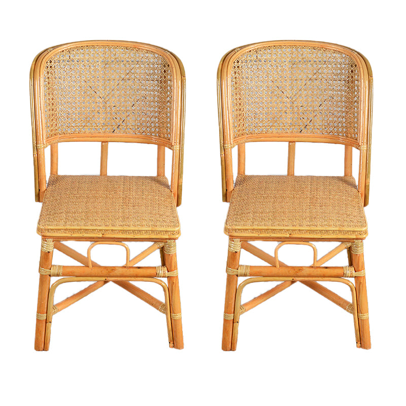 Contemporary Armless Wicker Chair Home Cane Back Dining Chair
