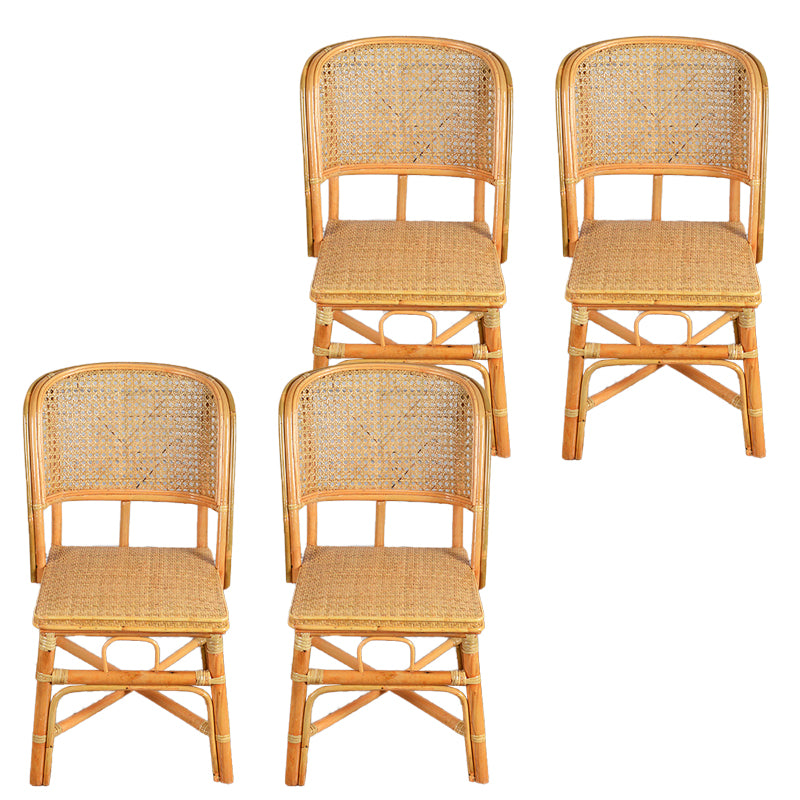 Contemporary Armless Wicker Chair Home Cane Back Dining Chair