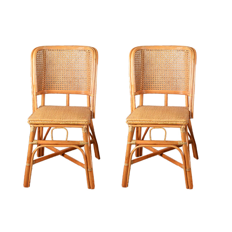 Contemporary Armless Wicker Chair Home Cane Back Dining Chair