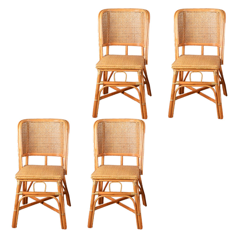 Contemporary Armless Wicker Chair Home Cane Back Dining Chair