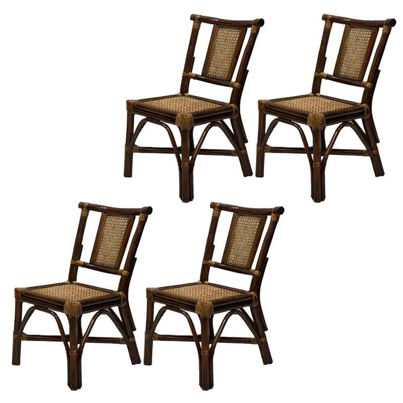 Contemporary Armless Wicker Chair Home Cane Back Dining Chair