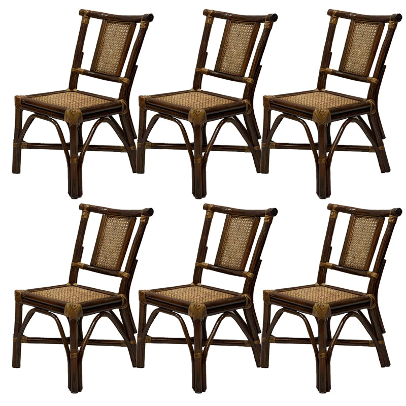 Contemporary Armless Wicker Chair Home Cane Back Dining Chair
