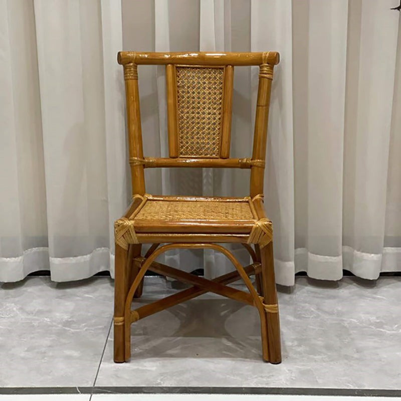Contemporary Armless Wicker Chair Home Cane Back Dining Chair