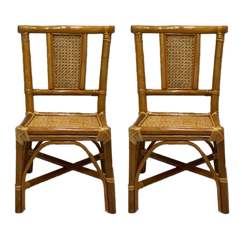 Contemporary Armless Wicker Chair Home Cane Back Dining Chair