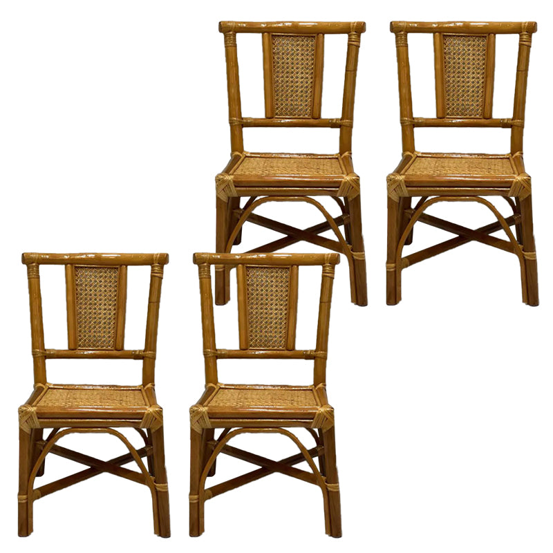 Contemporary Armless Wicker Chair Home Cane Back Dining Chair