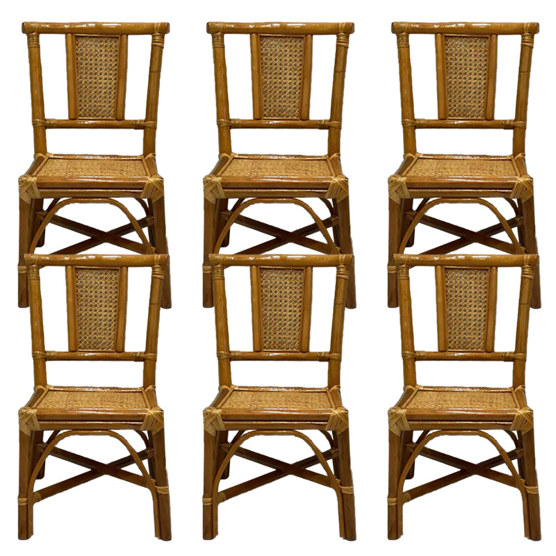 Contemporary Armless Wicker Chair Home Cane Back Dining Chair