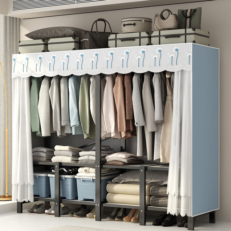 Freestanding Metal Frame Wardrobe Foldable Wardrobe with Garment Rod