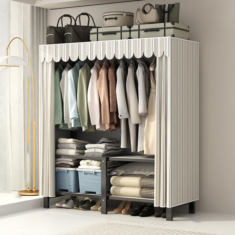 Freestanding Metal Frame Wardrobe Foldable Wardrobe with Garment Rod