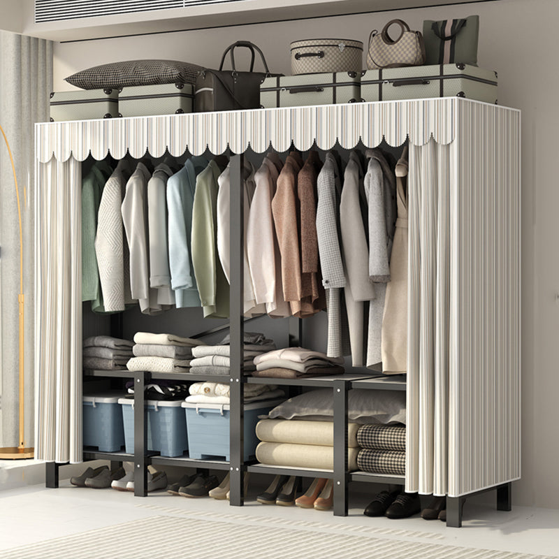 Freestanding Metal Frame Wardrobe Foldable Wardrobe with Garment Rod