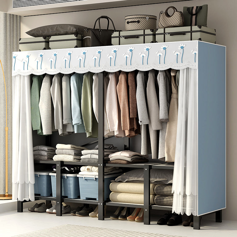 Freestanding Metal Frame Wardrobe Foldable Wardrobe with Garment Rod